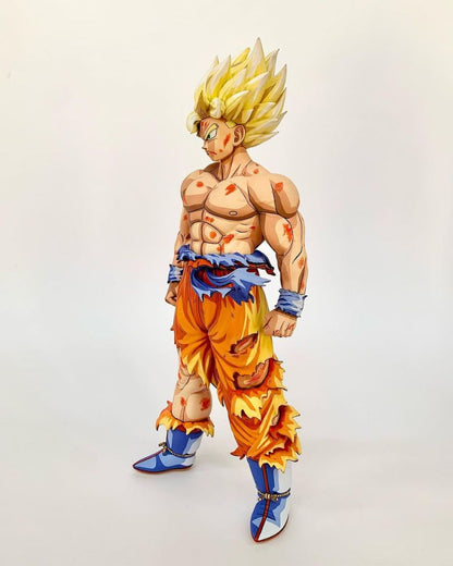 12 In Dragon Ball Z Goku SSJ War Damage Figure Repaint