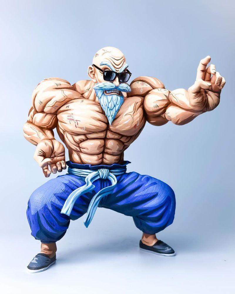 9.45 In Dragon Ball Z Master Roshi Figure Repaint